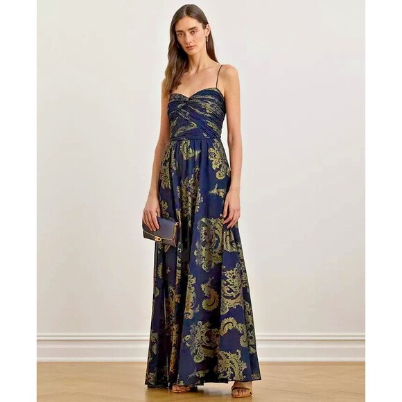 Lauren Ralph Lauren Dresses & Skirts - Lauren Ralph Lauren Women's Paisley Foiled Chiffon Sleeveless Gown Dress Navy 12